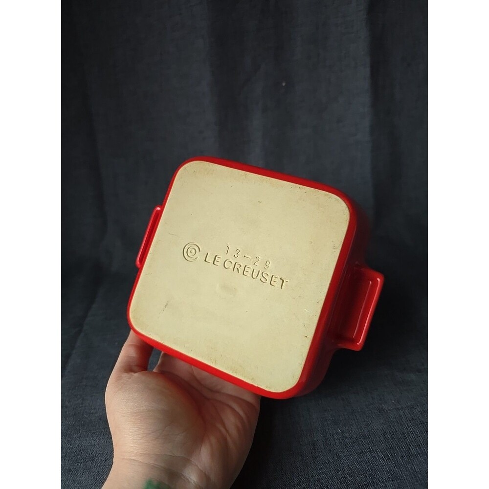 Cerise Lidless Le Creuset Stoneware 6" Square Casserole 12-29 No Lid Red